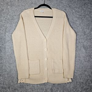 Delia's Womens Beige Lace Vented Cardigan Professor Work Preppy Size Medium